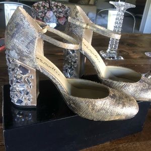 Silver Gem Clunky Heels